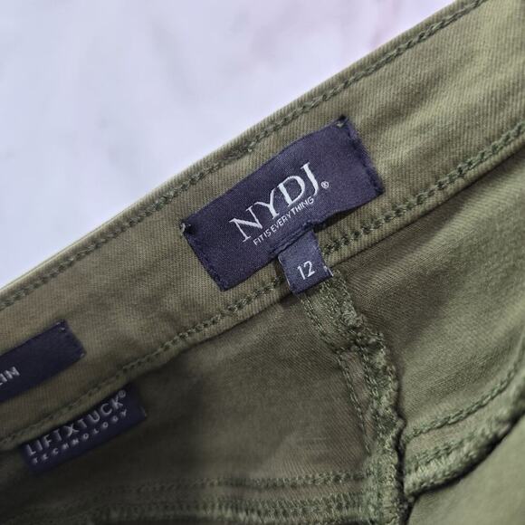 NYDJ Jeans Women 12 Green Pattern Sherri Slim Straight High Rise Denim Daughters - Picture 3 of 12